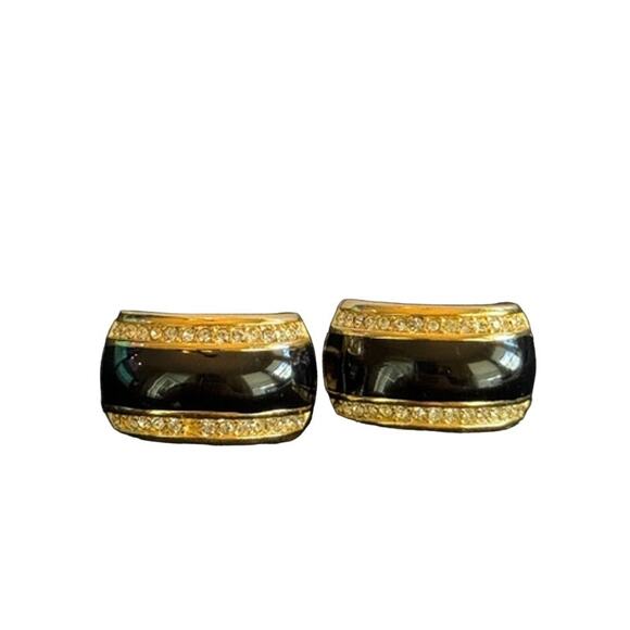 Christian Dior Vintage crystal large enamel gold plated earrings*RARE Gorgeous! - Picture 1 of 6